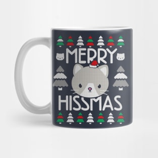 Cat Ugly Christmas Sweater Pattern, Merry Hissmus Mug